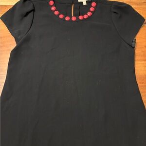 Banana Republic Black Blouse with Red jeweled neckline